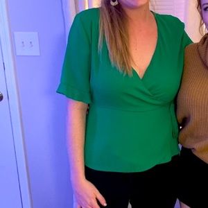 Green Zara wrap shirt !
